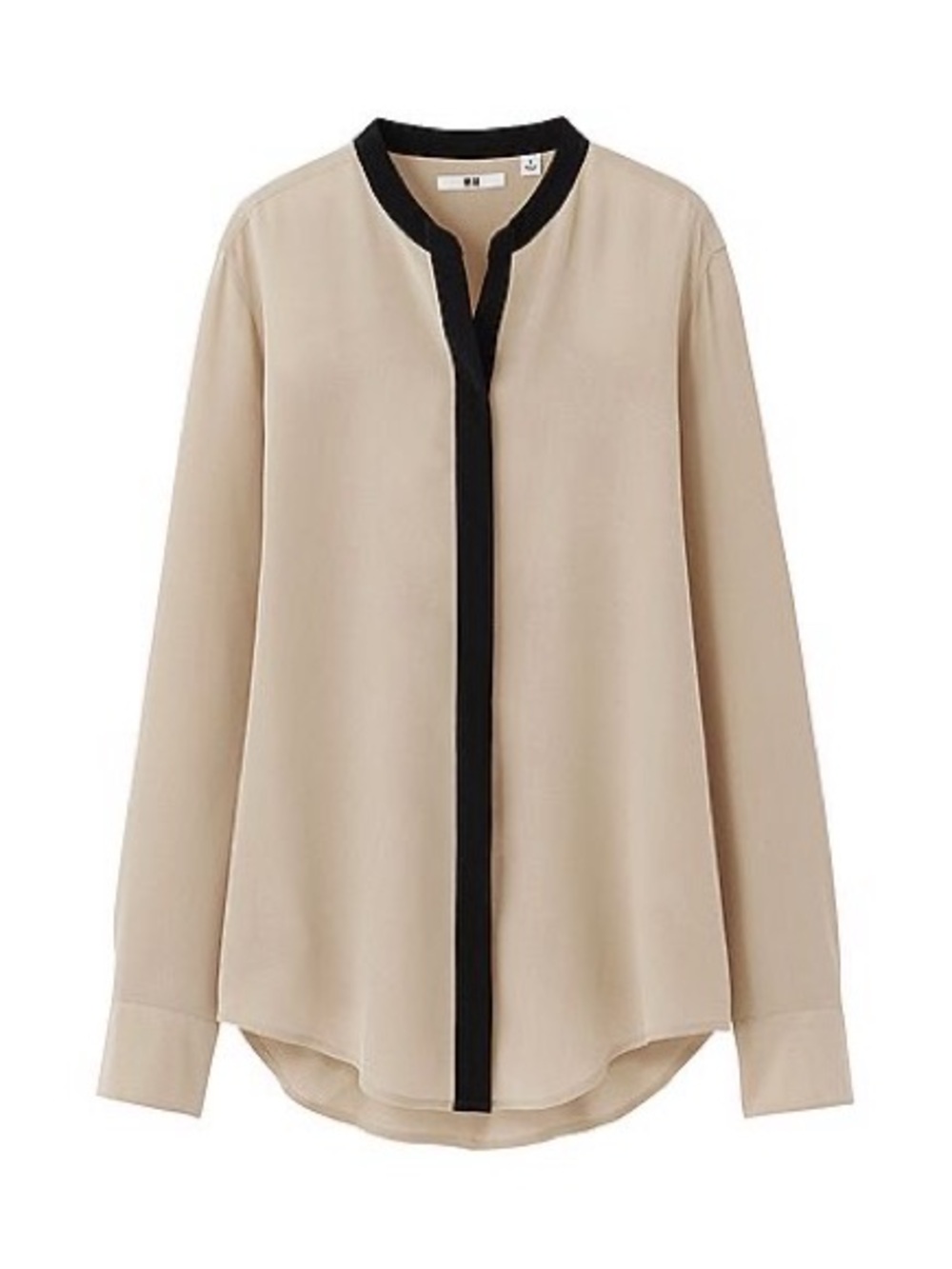 Uniqlo | Beige and Black Contrast Collar Blouse